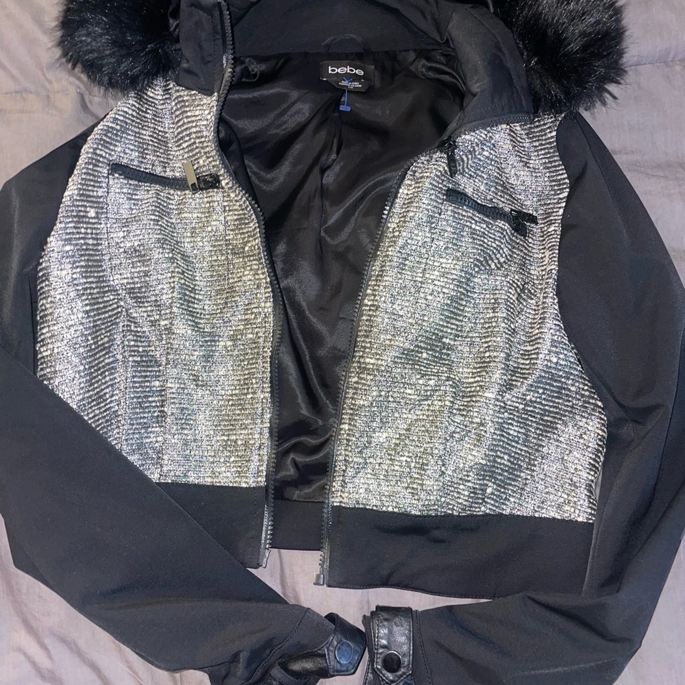 Bebe Elegant Black Satin Jacket